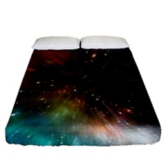 Universe Galaxy Sun Star Movement Fitted Sheet (queen Size) by Simbadda