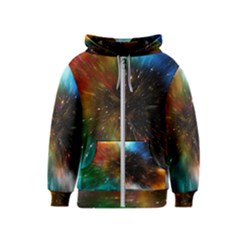 Universe Galaxy Sun Star Movement Kids  Zipper Hoodie by Simbadda