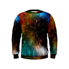 Universe Galaxy Sun Star Movement Kids  Sweatshirt by Simbadda