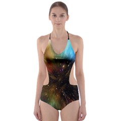 Universe Galaxy Sun Star Movement Cut-out One Piece Swimsuit by Simbadda