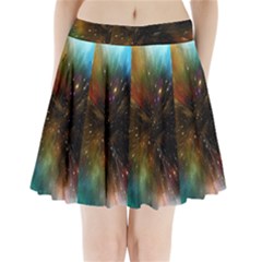 Universe Galaxy Sun Star Movement Pleated Mini Skirt by Simbadda