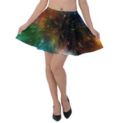 Universe Galaxy Sun Star Movement Velvet Skater Skirt by Simbadda