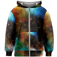 Universe Galaxy Sun Star Movement Kids Zipper Hoodie Without Drawstring