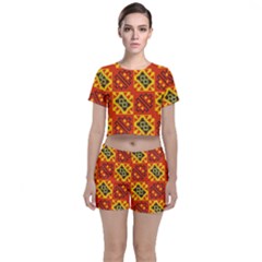 Squares And Other Shapes Pattern                                                 Crop Top And Shorts Co-ord Set by LalyLauraFLM