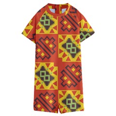 Squares And Other Shapes Pattern                                                Kids  Boyleg Half Suit Swimwear