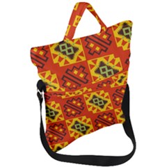 Squares And Other Shapes Pattern                                                  Fold Over Handle Tote Bag by LalyLauraFLM