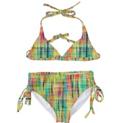 Yellow Blue Red Stripes                                               Kids  Classic Bikini Set