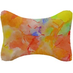 Orange Red Yellow Watercolors Texture                                                   Seat Head Rest Cushion by LalyLauraFLM