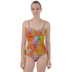 Orange Red Yellow Watercolors Texture                                                  Sweetheart Tankini Set by LalyLauraFLM