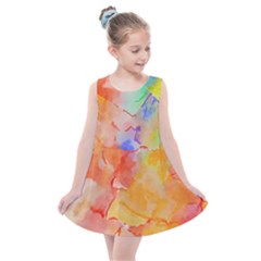 Orange Red Yellow Watercolors Texture                                                     Kids  Summer Dress