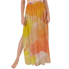 Orange Red Yellow Watercolors Texture                                                      Maxi Chiffon Tie-up Sarong