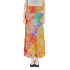 Orange Red Yellow Watercolors Texture                                                   Women s Maxi Skirt by LalyLauraFLM