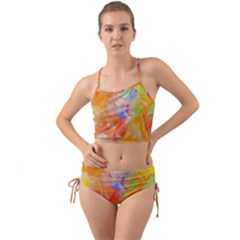 Orange Red Yellow Watercolors Texture                                                         Mini Tank Bikini Set by LalyLauraFLM