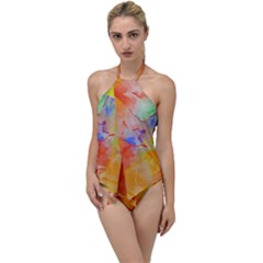 Orange Red Yellow Watercolors Texture                                                      Go With The Flow One Piece Swimsuit