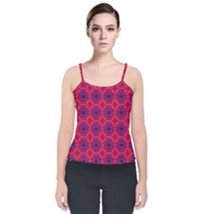 Retro Abstract Boho Unique Velvet Spaghetti Strap Top by Simbadda