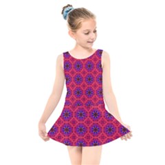 Retro Abstract Boho Unique Kids  Skater Dress Swimsuit