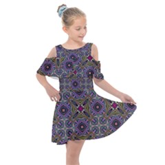 Vintage Abstract Unique Original Kids  Shoulder Cutout Chiffon Dress