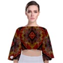 Autumn Kaleidoscope Art Pattern Tie Back Butterfly Sleeve Chiffon Top View1