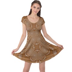 Fractal Pattern Decoration Abstract Cap Sleeve Dress by Simbadda