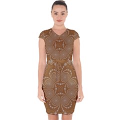 Fractal Pattern Decoration Abstract Capsleeve Drawstring Dress  by Simbadda