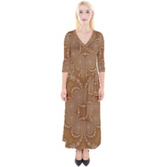 Fractal Pattern Decoration Abstract Quarter Sleeve Wrap Maxi Dress by Simbadda