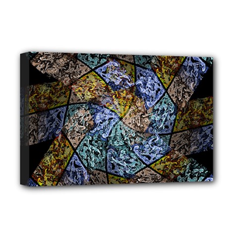 Multi Color Tile Twirl Octagon Deluxe Canvas 18  X 12  (stretched) by Simbadda