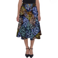 Multi Color Tile Twirl Octagon Perfect Length Midi Skirt by Simbadda