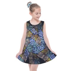 Multi Color Tile Twirl Octagon Kids  Summer Dress by Simbadda