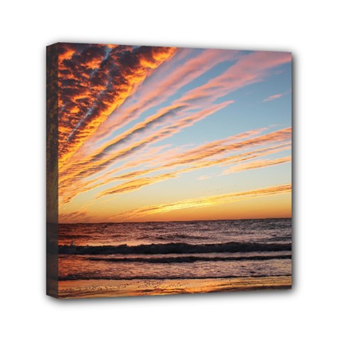 Sunset Beach Ocean Scenic Mini Canvas 6  X 6  (stretched) by Simbadda