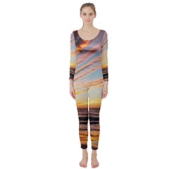 Sunset Beach Ocean Scenic Long Sleeve Catsuit by Simbadda