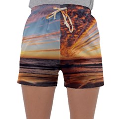 Sunset Beach Ocean Scenic Sleepwear Shorts by Simbadda