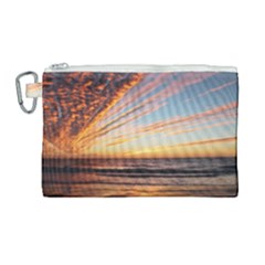 Sunset Beach Ocean Scenic Canvas Cosmetic Bag (large) by Simbadda