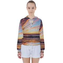 Sunset Beach Ocean Scenic Women s Tie Up Sweat by Simbadda