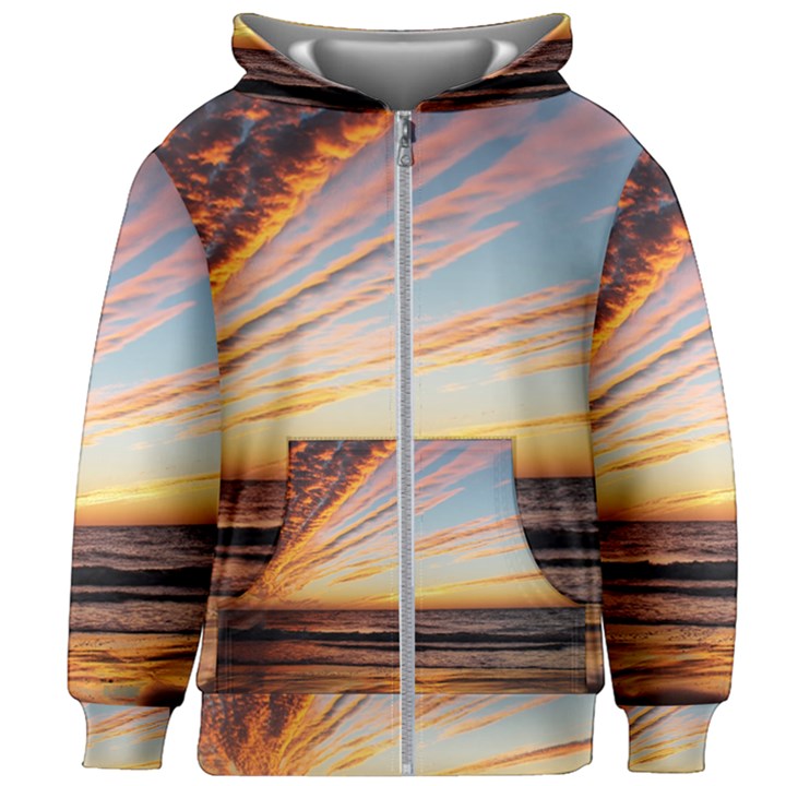 Sunset Beach Ocean Scenic Kids Zipper Hoodie Without Drawstring