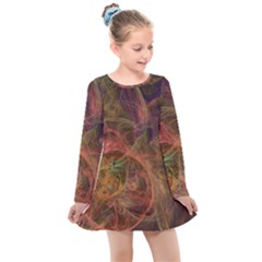 Abstract Colorful Art Design Kids  Long Sleeve Dress by Simbadda