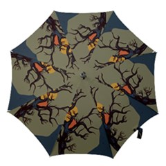 Art Drawing Abstract Blue Yellow Hook Handle Umbrellas (medium) by Celenk