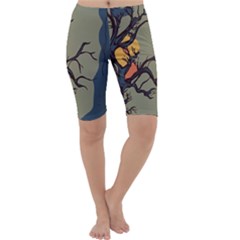 Art Drawing Abstract Blue Yellow Cropped Leggings  by Celenk