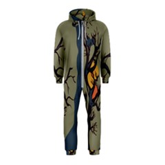 Art Drawing Abstract Blue Yellow Hooded Jumpsuit (kids)