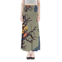 Art Drawing Abstract Blue Yellow Full Length Maxi Skirt by Celenk