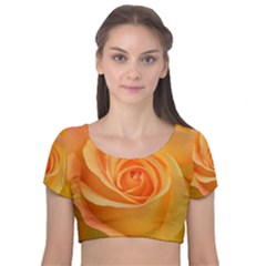 Flower Plant Rose Nature Garden Velvet Short Sleeve Crop Top 