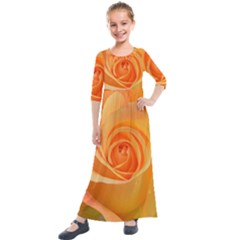 Flower Plant Rose Nature Garden Kids  Quarter Sleeve Maxi Dress