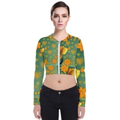 Background Design Texture Tulips Zip Up Bomber Jacket by Celenk