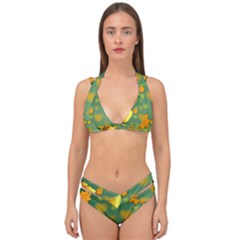 Background Design Texture Tulips Double Strap Halter Bikini Set