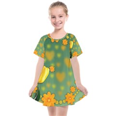 Background Design Texture Tulips Kids  Smock Dress