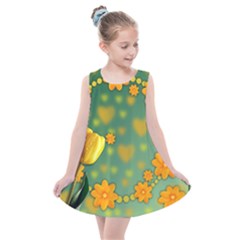 Background Design Texture Tulips Kids  Summer Dress