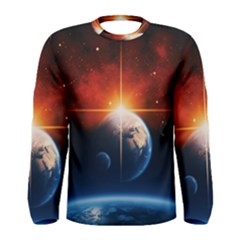 Earth Globe Planet Space Universe Men s Long Sleeve Tee by Celenk