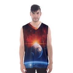 Earth Globe Planet Space Universe Men s Basketball Tank Top by Celenk