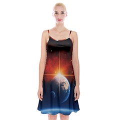 Earth Globe Planet Space Universe Spaghetti Strap Velvet Dress by Celenk