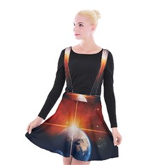 Earth Globe Planet Space Universe Suspender Skater Skirt