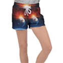 Earth Globe Planet Space Universe Women s Velour Lounge Shorts View1